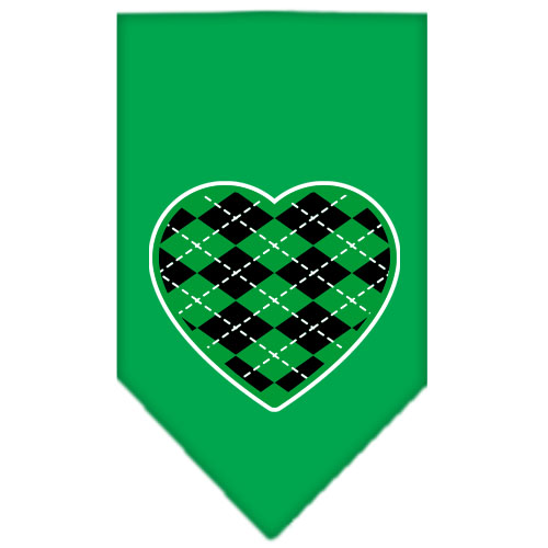 Argyle Heart Green Screen Print Bandana Emerald Green Small